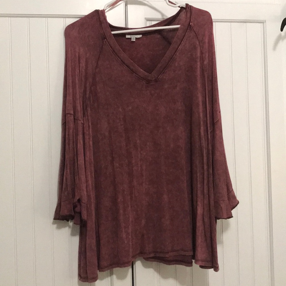 Flared Sleeve Maroon Blouse
